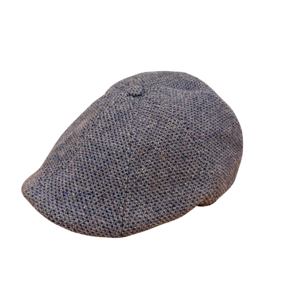 Boston Scally Co The Newsboy Flat Cap Blue Brown Wool Blend Hat XXL
